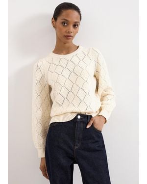 Phase Eight Fern Pointelle Warm Handle Jumper - White