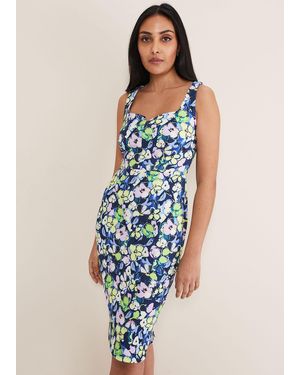 Phase Eight Petite Loretta Printed Scuba Dress - Blue