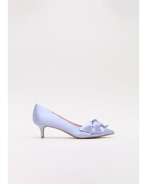 Phase Eight Satin Knot Front Kitten Heel - White