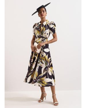 Phase Eight Petite Bella Printed Shirt Dress - White