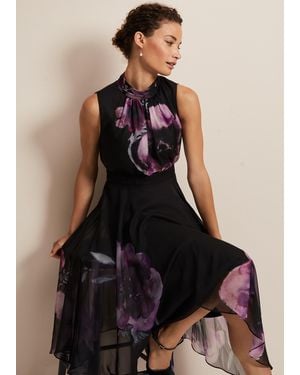 Phase Eight Lucinda Floral Chiffon Midi Dress - Black