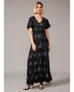 Phase Eight Black And Multi Clarabelle Sequin Embelished Maxi Dress