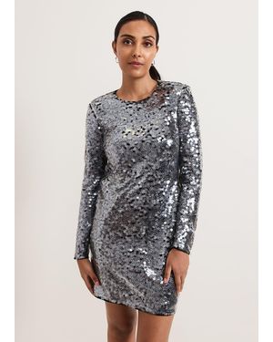 Phase Eight Petite Rhia Sequin Mini Dress - Grey