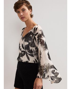 Phase Eight Simi Palm Print Filcoupe Blouse - Black