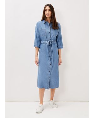 Phase Eight Louella Tie Shirt Dress - Blue