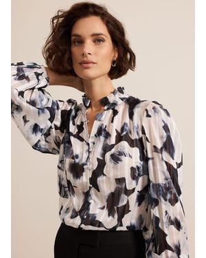 Phase Eight Feya Floral Print Blouse - Black
