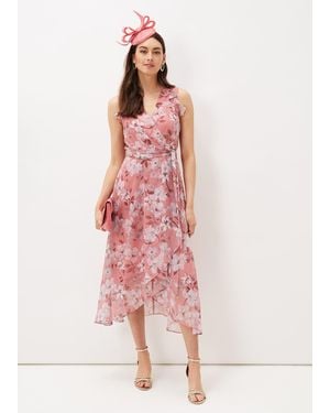 Phase Eight Rubith Floral Midi Dress - Pink
