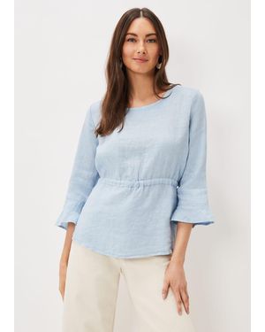 Phase Eight Iola Linen Blouse - Blue