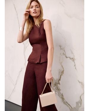 Phase Eight Isabelle Linen Top - Brown