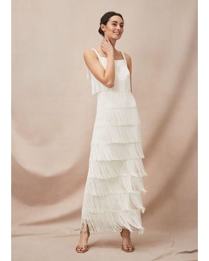 Phase Eight Elecia Fringe Wedding Dress - Natural