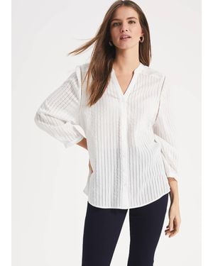 Phase Eight Naya Textured Stripe Blouse - White
