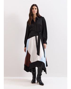 Phase Eight Samalie Satin Colourblock Hanky Hem Dress - White