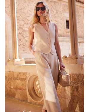 Phase Eight Addison Linen Waistcoat - Natural