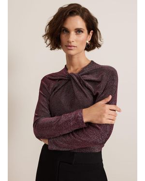 Phase Eight Stella Twist Neck Shimmer Top - Natural