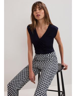 Phase Eight Taia Pleat Front V Neck Top - Black