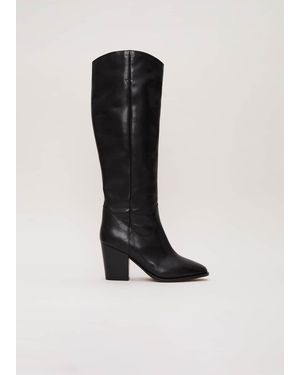 Phase Eight Leather Western Knee Boot - Black