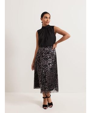 Phase Eight Petite Zoe Pleated Skirt - Natural