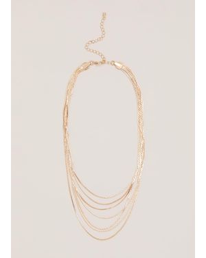 Phase Eight 's Gold Mutli Chain Fine Necklace - White