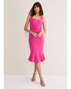 Phase Eight Adria Fitted Midi Dress - Pink