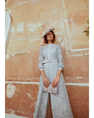 Phase Eight Monroe Belted Lace Wide Leg Jumpsuit - Natural