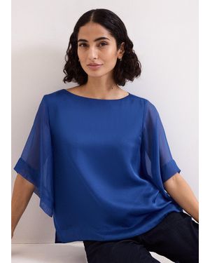 Phase Eight Florence Batwing Silk Blouse - Blue
