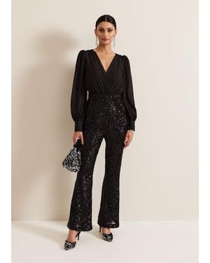 Phase Eight 's Milena Black Sequin Jumpsuit