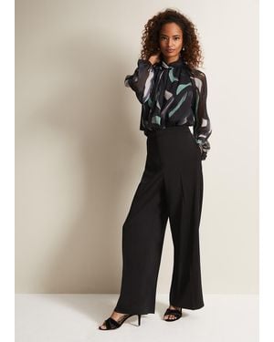 Phase Eight Shellina Satin Wide Leg Trousers - Black