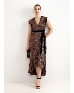 Phase Eight Enja Sequin Wrap Maxi Dress - Natural