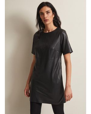 Phase Eight Hilde Faux Leather Shift Mini Dress - Black