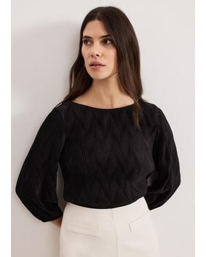 Phase Eight Sally Wave Textured Top - Black