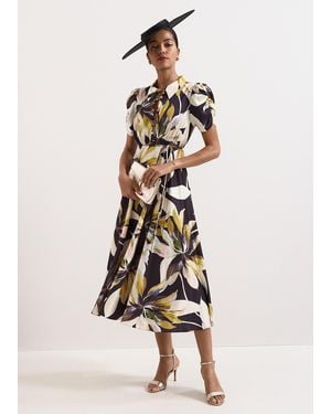 Phase Eight Petite Bella Printed Shirt Dress - White