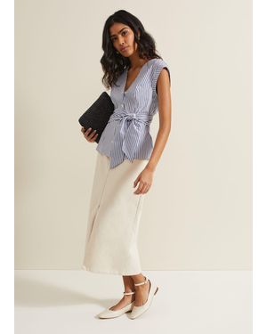 Phase Eight Sadie Striped Tie Waist Shirt - Blue