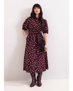 Phase Eight Delphine Spot Midi Dress - Purple