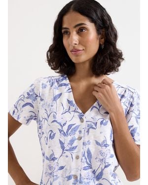 Phase Eight Lorenna V Neck Print Top - White