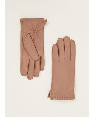 Phase Eight Pleat Detail Leather Gloves - White