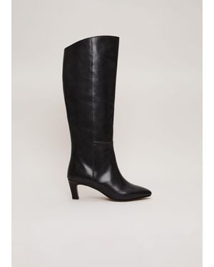 Phase Eight Leather Kitten Heel Knee Boot - Black