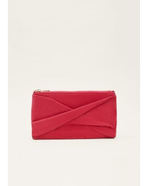 Phase Eight Suede Clutch Bag - Red