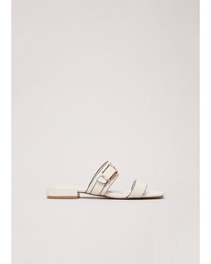Phase Eight Leather Buckle Detail Flat Sandals - Natural