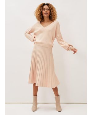 Phase Eight Teodora Pleat Knit Co-Ord Skirt - Natural