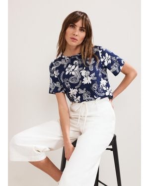 Phase Eight Elma Postcard Top - Blue