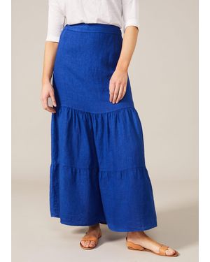 Phase Eight Arvinder Linen Tiered Maxi Skirt - Blue