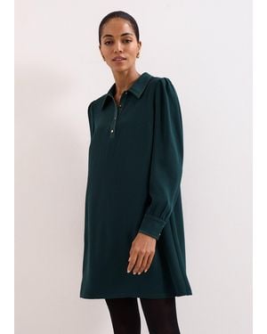 Phase Eight Gina Collar Swing Dress - Blue