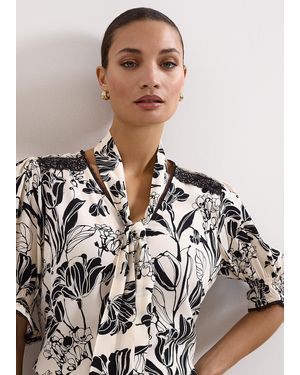 Phase Eight Aisra Lace Trim Printed Blouse - Multicolour