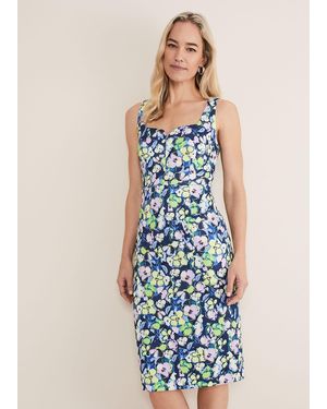 Phase Eight Loretta Printed Scuba Dress - Blue