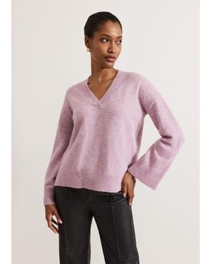 Phase Eight Olivia V Neck Alpaca Jumper - Pink