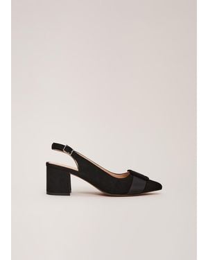 Phase Eight Suede Buckle Block Heel Shoe - Black
