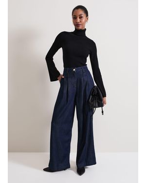 Phase Eight Cerys Denim Wide Leg Jean - Blue