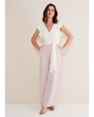 Phase Eight Kallie V Neck Frill Jumpsuit - Natural