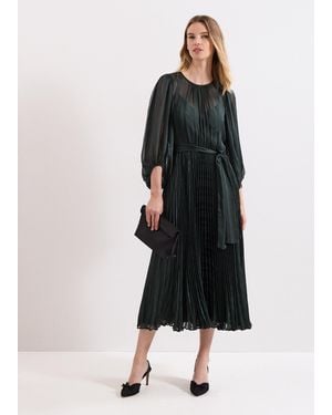 Phase Eight Lucie Striped Pleated Midi Dress - Black