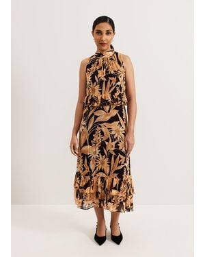 Phase Eight Petite Alma Printed Double Layer Dress - Natural
